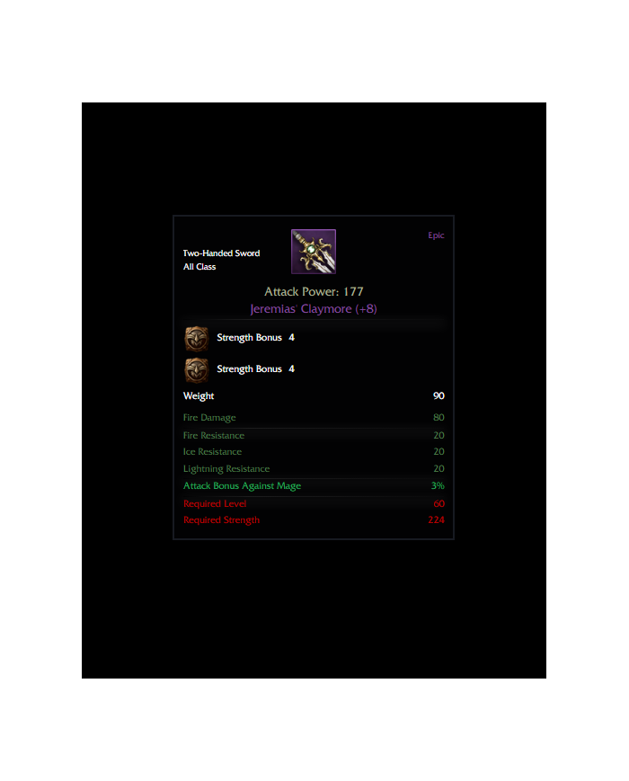 +8 JEREMIAS CLAYMORE (4+4 STR)