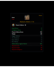 Warlock`s Shield +7,3 psy 40 def