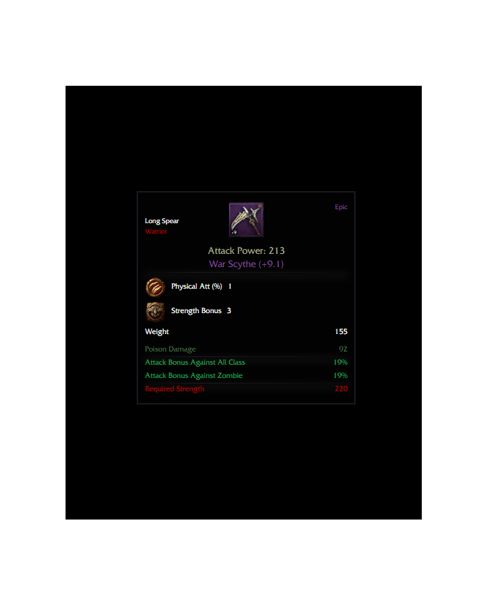 +9 War Scythe 1Psy & +3 Str Rünlü