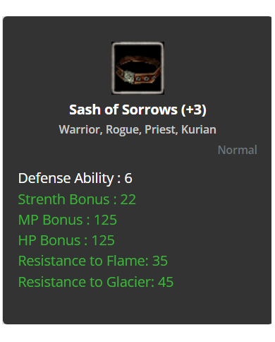 +3 Sash Of Sorrows