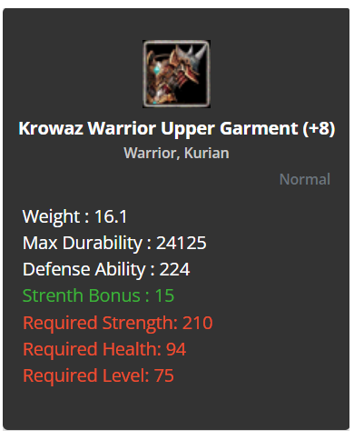 +8 Warrior Krowaz Set