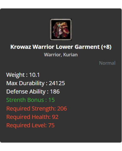 +8 Warrior Krowaz Set