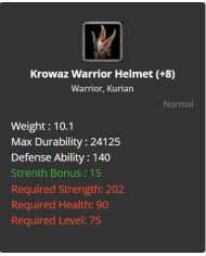 +8 Warrior Krowaz Set