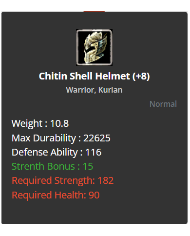 +8 Warrior Shell Set
