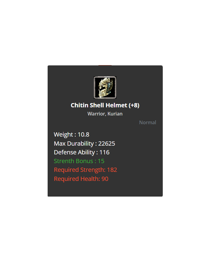 +8 Warrior Shell Set