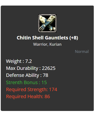 +8 Warrior Shell Set