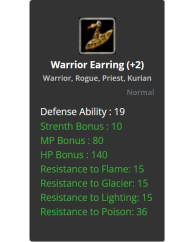 +2 Warrior Earring